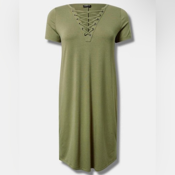 NWT TORRID Mini Jersey Lace Up Shift Slit Dress  *NWT* - Picture 4 of 4